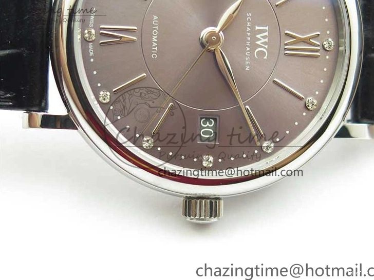 MIROTIME 0501 Portofino 37mm SS V7F 1:1 Best Edition Gray Dial on Black Leather Strap A Practical 7094